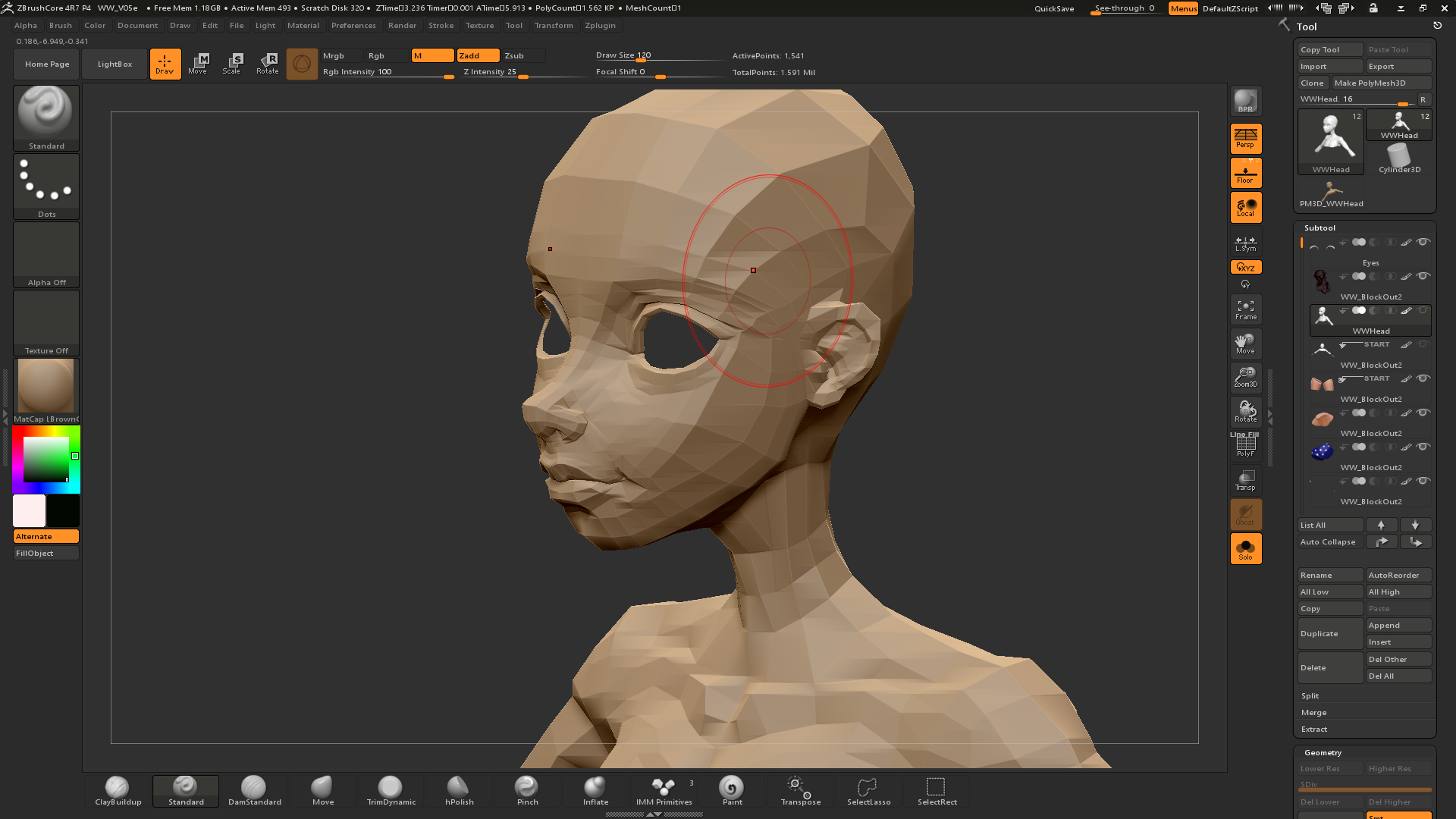 project on mesh zbrush